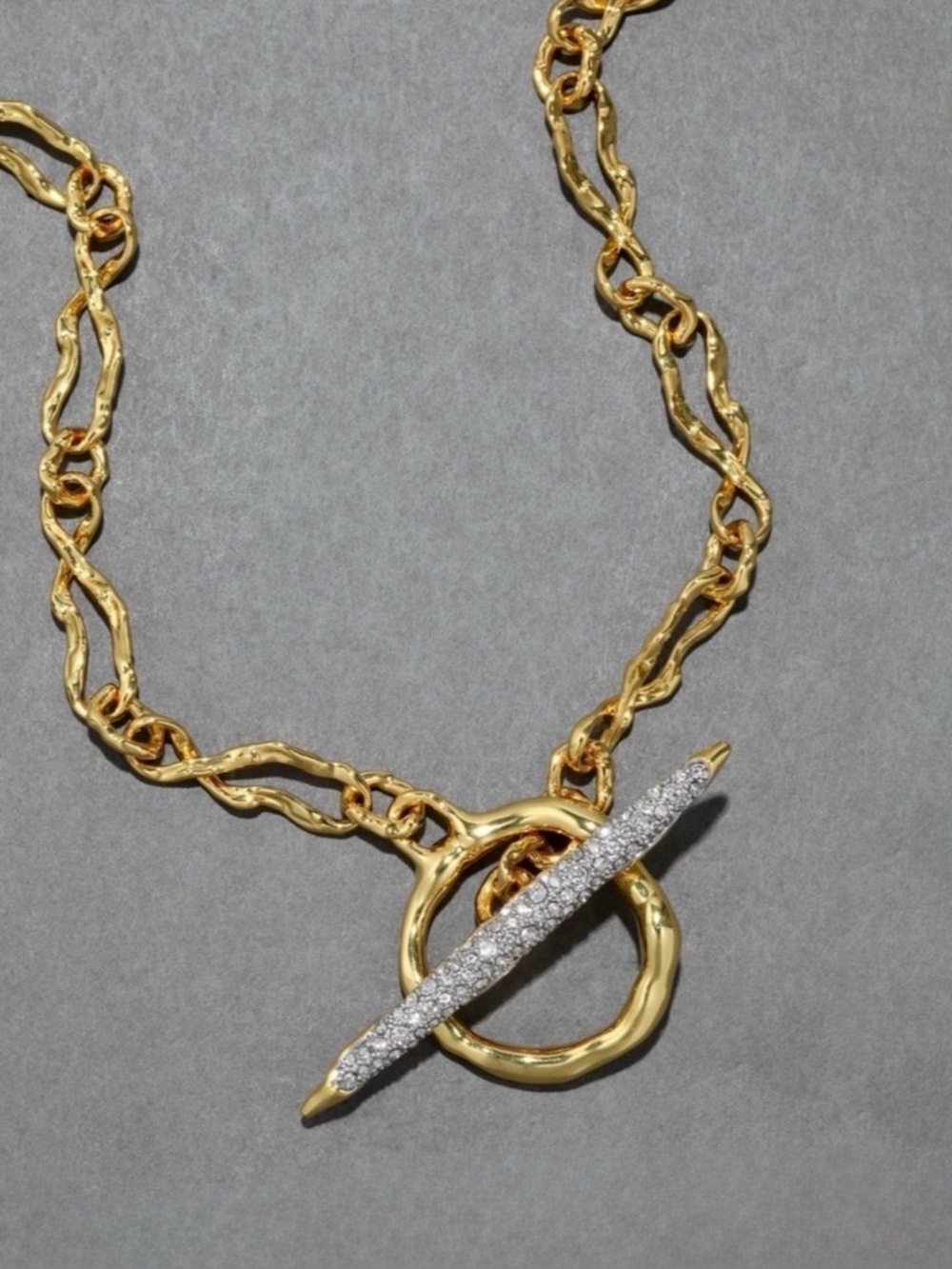 NEW Solanales Toggle Necklace Crystal Spear Gold Clear C Z Alexis Bittar JL31